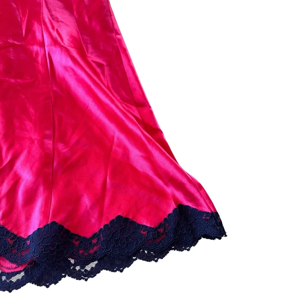 Y2K Victoria Secret Lingerie Set Women S Red Black Lace Satin Robe Slip Babydoll - Picture 6 of 16